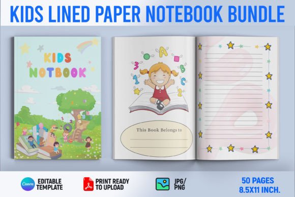 Download Kids Lined Paper Bundle Notebook - Kids Collection