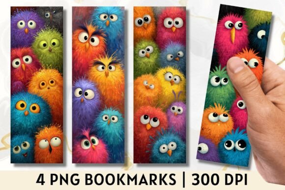 Download Colorful Fluffy Monster Kids Bookmark - Kids Collection